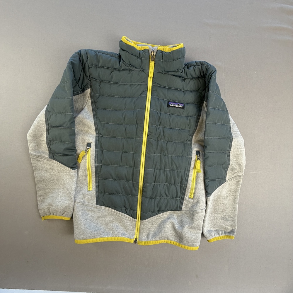 Patagonia Down Hybrid Jacket Kids Small 7-8 Green Fleece Lined Puffer Winter